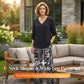Women's V-Neck Blouse & Printed Wide-Leg Pants Set