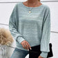 ⏳Time-limited Special⏰Solid Round-Neck Striped Top with Long Sleeves