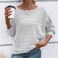 ⏳Time-limited Special⏰Solid Round-Neck Striped Top with Long Sleeves