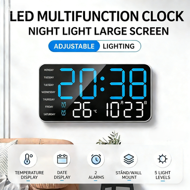⏰שעון קיר דיגיטלי LED דקורטיבי רב-תכליתי