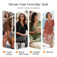 Women's V-Neck Blouse & Printed Wide-Leg Pants Set