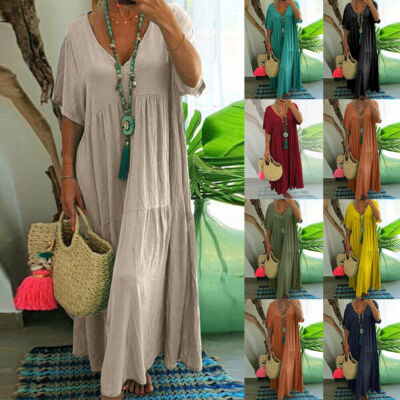 🌺Hot Sale 50% OFF⏳Women’s Casual Long Dress with Short Sleeves