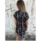 💕👗שמלה עם שרוולים קצרים מודפסים בגזרה רופפת עם כיסים
