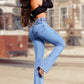 💕אביב חדש👖ג'ינס מתיחה מתלקח עם מותניים גבוהים